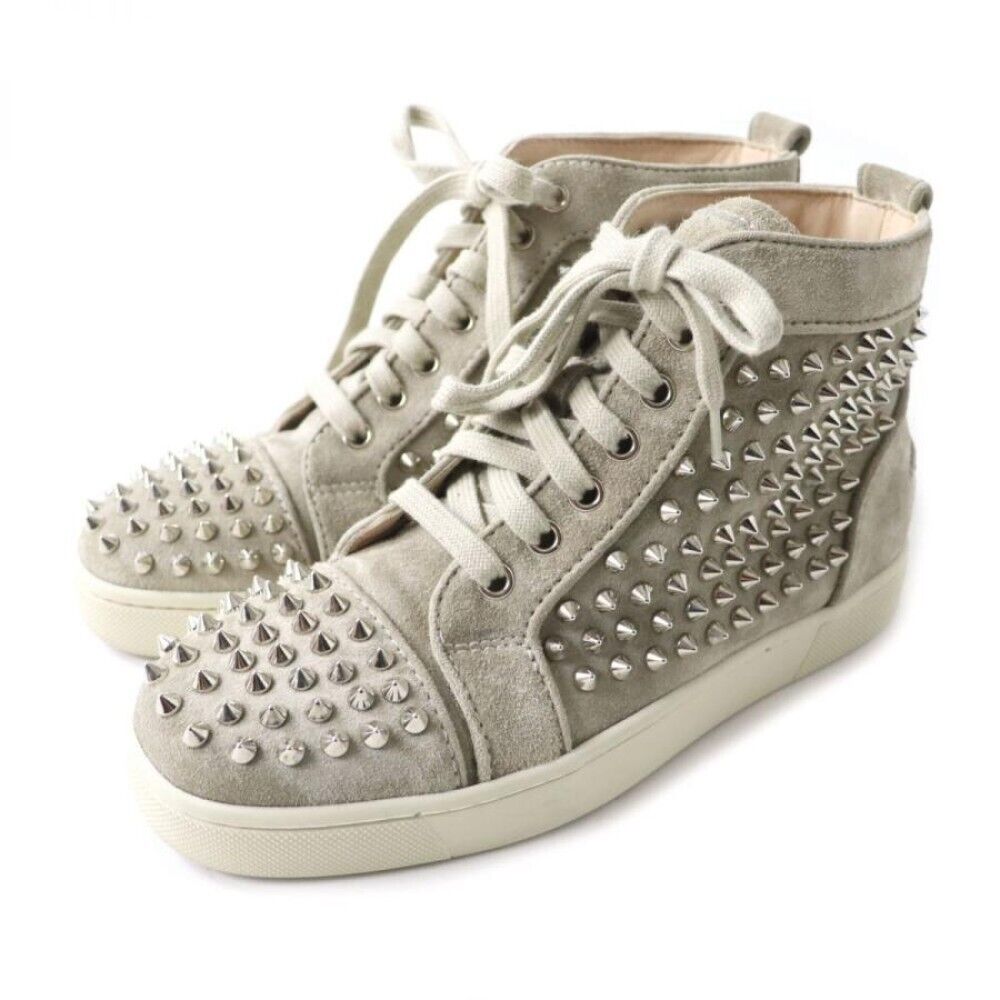 Christian Louboutin Women's High-cut Sneakers Studs Gray Christian Louboutin Women's High-cut Sneakers Studs Gray