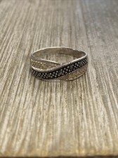 Sterling Silver 925 And Marcasite Statement Ring Size 8.75