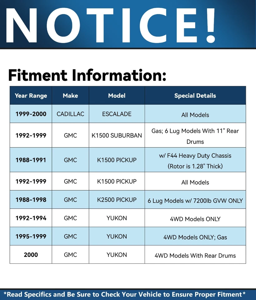 Rotores perforados delanteros + pastillas de freno para GMC Chevy K1500 Suburban K2500 Blazer 4x4 Foto 2 de 4