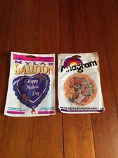 2 Vtg Anagram Happy Mother’s Day Bear  Metallic Balloon NEW Mylar Simon Elvin A8