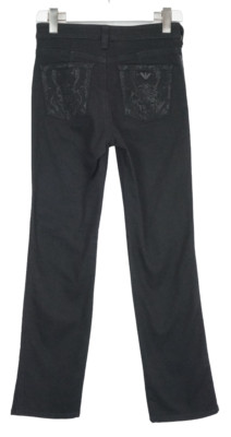 ARMANI JEANS J751A Jeans Women's EU 27 Fade Effect Straight Fit Rhinestone Black