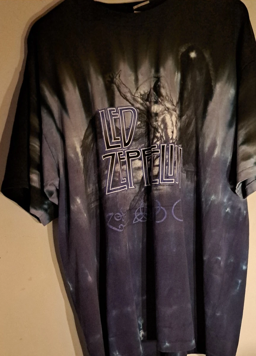 Vtg 80s Liquid Blue Led Zeppelin Tee Shirt XL Single Stitch Tie Dye NICE