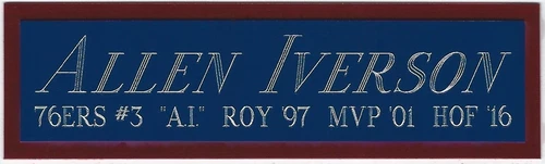 ALLEN IVERSON 76ERS NAMEPLATE AUTOGRAPHED SIGNED BASKETBALL-JERSEY-PHOTO-FLOOR