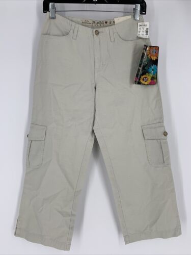Mudd Y2K Vintage low rise Jeans Cropped Capri Khaki Pants Cargo Sz 1 26 NWT