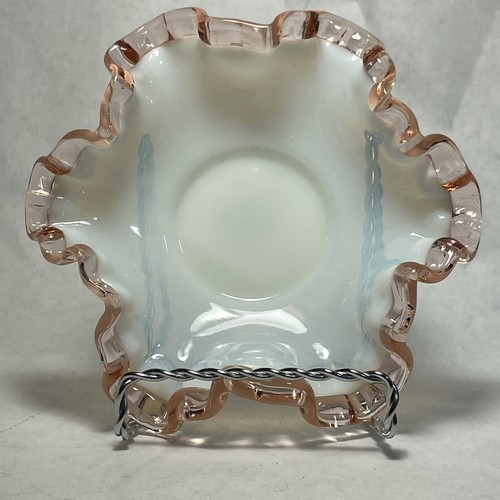 Vintage Fenton Translucent Milk Glass Rose Crest 6” Bon Bon Dish 1946-1948 - Picture 7 of 9