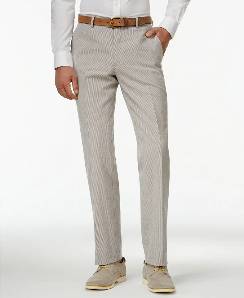 Pantalón Bar III Azul Vintage Hombres Seersucker Calce Ajustado Gris Informal Fiesta W32 L32 $130 Foto 2 de 3