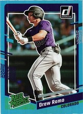 2023 DONRUSS DREW ROMO BLUE HOLO RATED PROSPECT  - ROCKIES