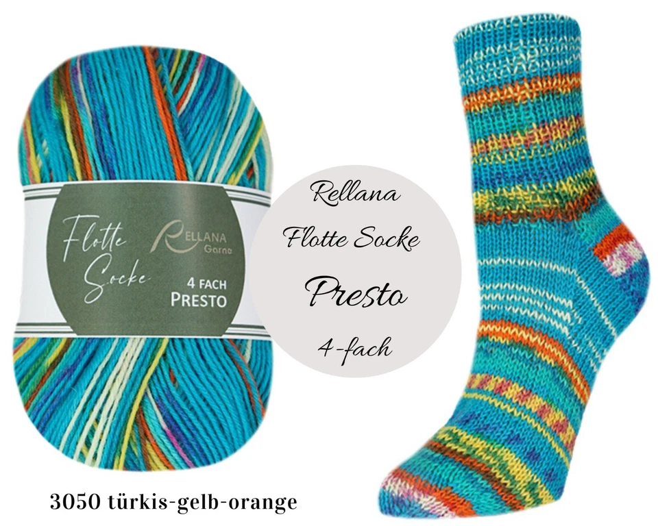 Wollpaket Sockenwolle "Rellana Flotte Socke Presto" 6x100g mulesingfrei - Bild 2 von 4
