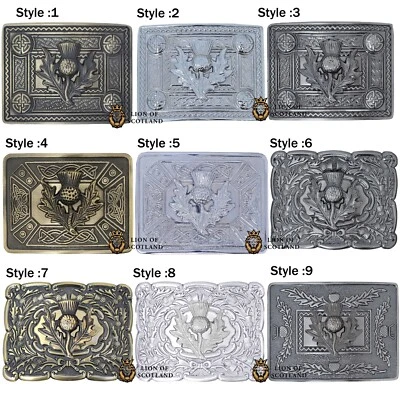 LION OF SCOTLAND Scottish Kilt Belt Buckle For Men Swirl Celtic Highland Thistle Buckles Pewter