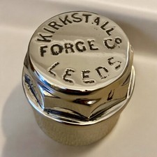 Kirkstall Forge Co Leeds Cart Hubcap Threaded Nickel Plated Brass Original Cap