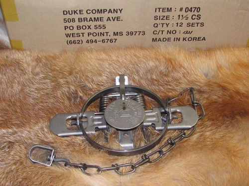 1 New Duke # 1 1/2 Coil Spring Traps  Raccoon Fox Mink Nutria Trapping NEW SALE 