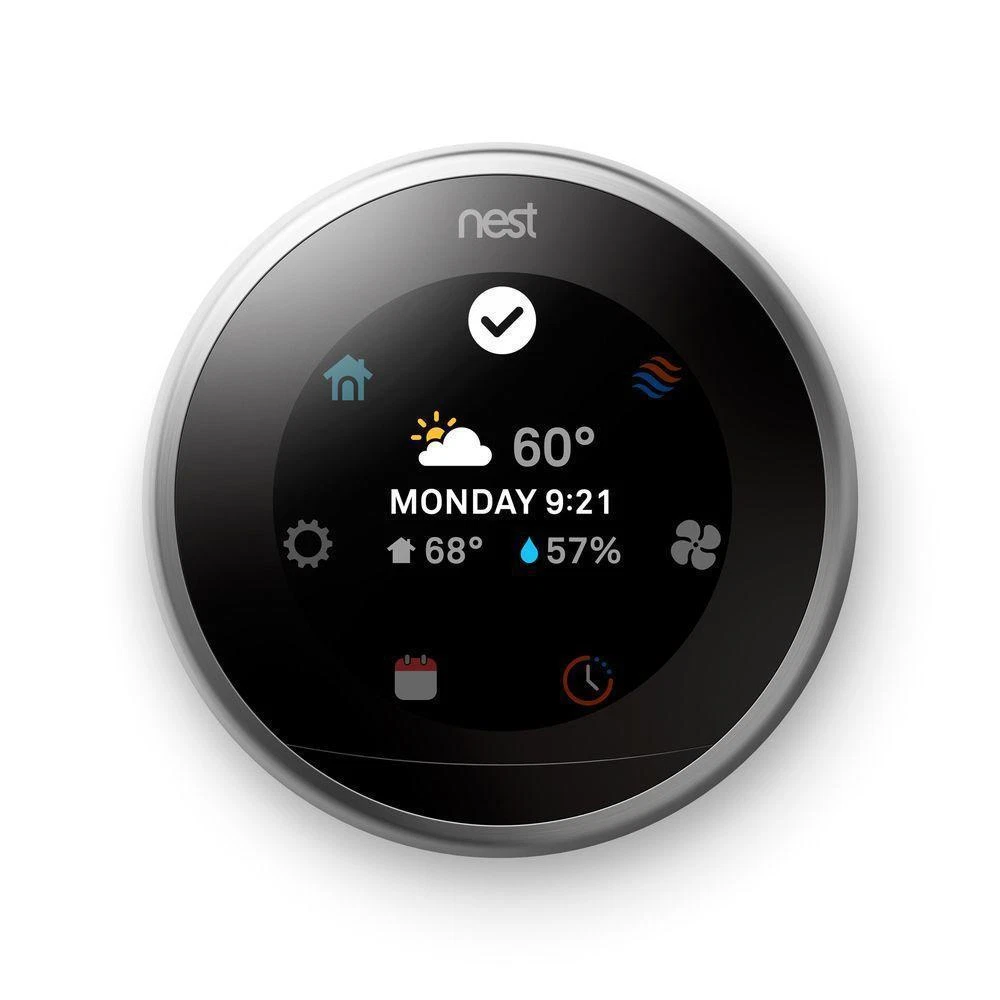 Certified: Google Nest 3rd Gen Learning Thermostat T3007ES Stainless Steel: /W