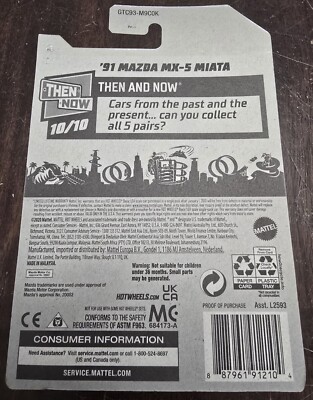 Hot Wheels 2021 Treasure Hunt '91 Mazda MX-5 Miata Red HW Then And