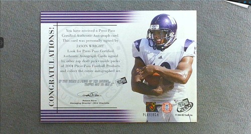 2004 Press Pass Bronze Autograph Jason Wright Auto - Picture 2 of 2