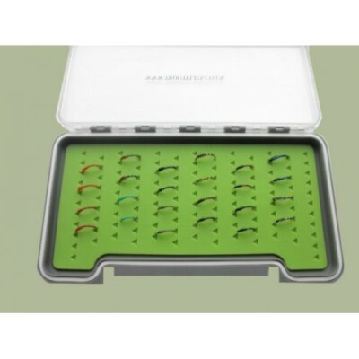 24 Epoxy Buzzers in Silikoneinsatz Fliegenbox, verschiedene Größen, Forellenfliegen, Angeln