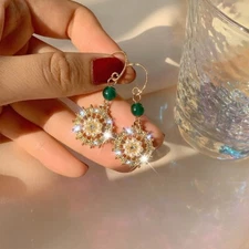 Korean Style Fashionable Design Vintage Pearl Gold Plated Hook Earrings 