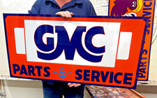 18x36" HAND PAINTED GMC PARTS SERVICE SIGN Gas Oil Shop Garage Man Cave Wall Art
