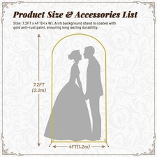 for Party Garden Floral Decoration Metal Arch Backdrop Stand 7.2Ft Stable Frame