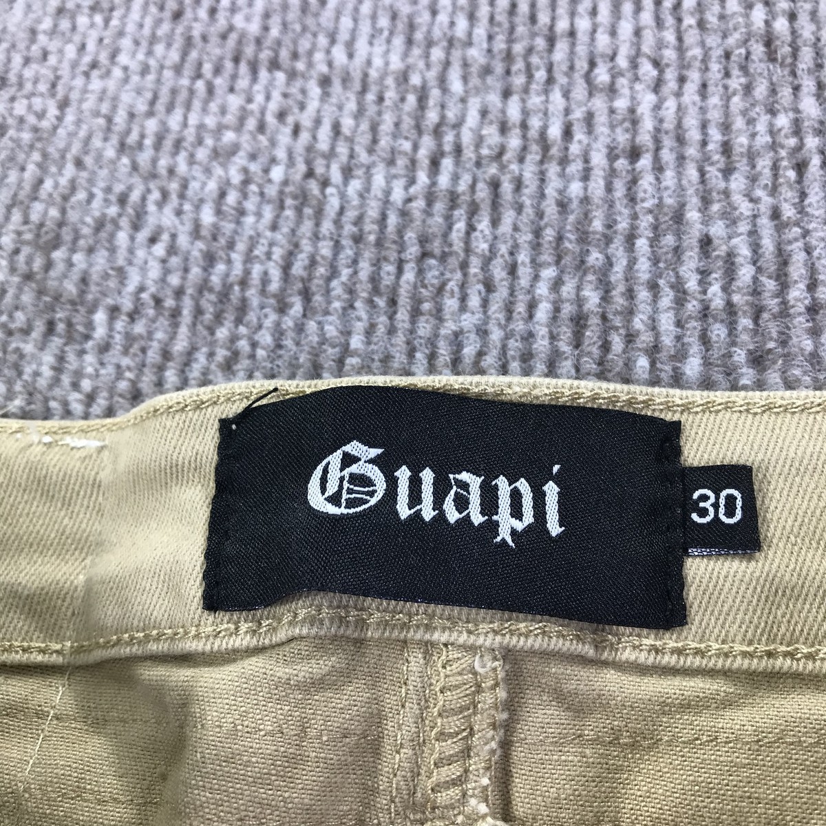 Guapi Jeans Mens 30 Beige Frayed Distressed Corduroy Flare