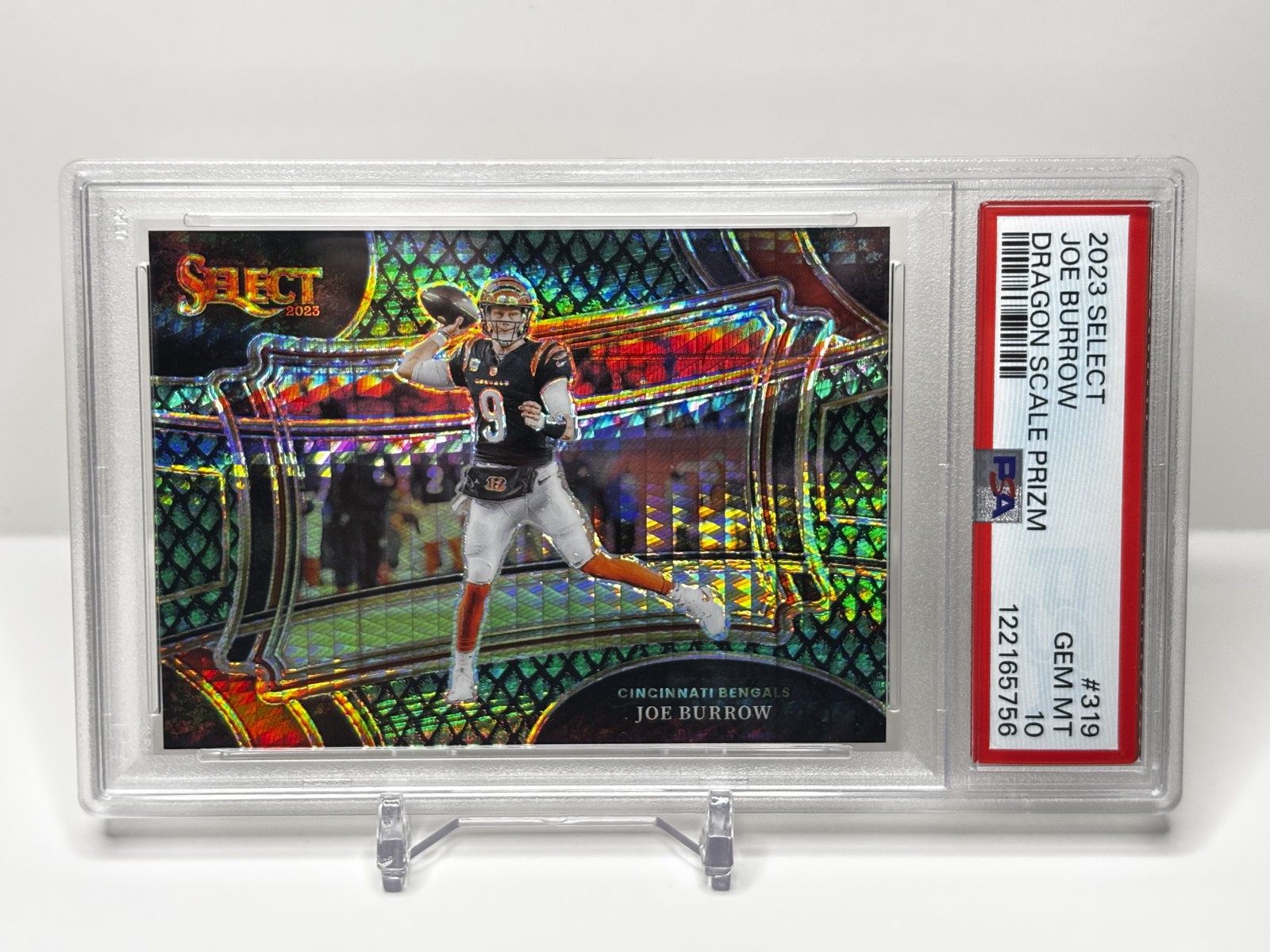 2023 Panini Select - Field Level Joe Burrow #319 Dragon Scale Prizm /70 PSA 10