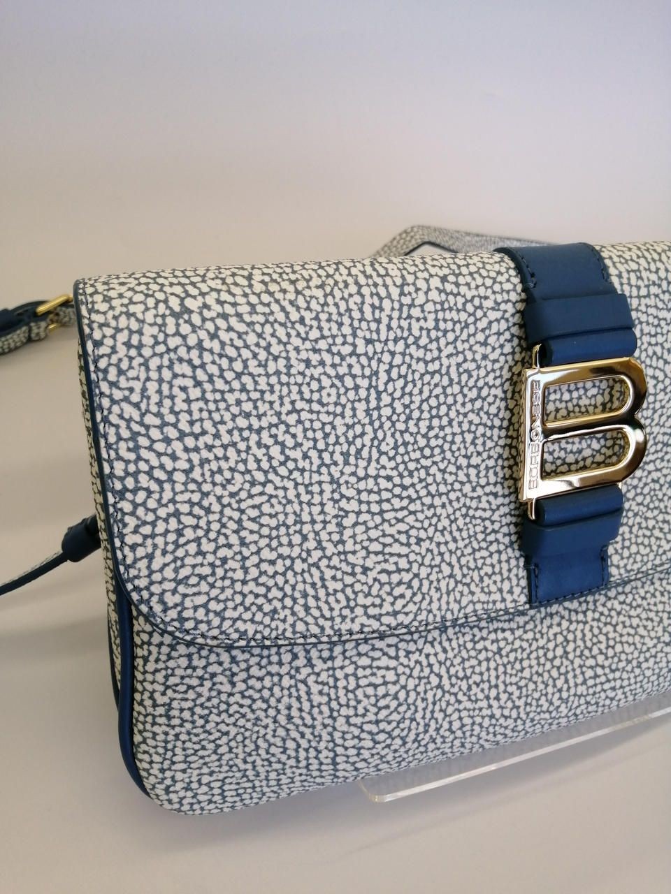 Borbonese Shoulder bag blue × white Used — image 3