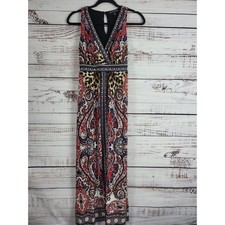 INC International Concepts Maxi Dress S Womens V Neck Sleeveless Multicolor