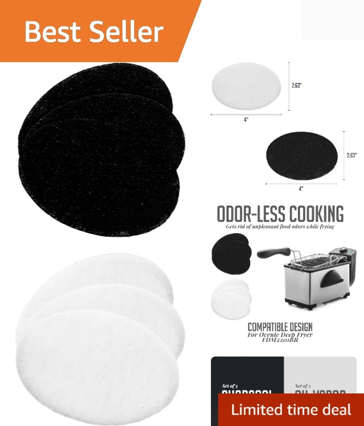 Odor-Reducing 3-Pack Filters for 2L Electric Deep Fryer - Safe & Clean Cooking