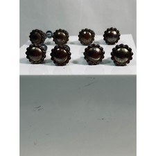 Vintage WSR 8672 Metal Cabinet Knobs Fluted Scalloped Drawer Pulls Set of 8