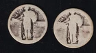 Lot 1: 2 Standing Liberty Quarters Date indiscernible. Melt Spot price $32.60