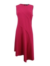 DKNY Women's Asymmetrical Scuba Crepe Dress (2, Red) 802892549717