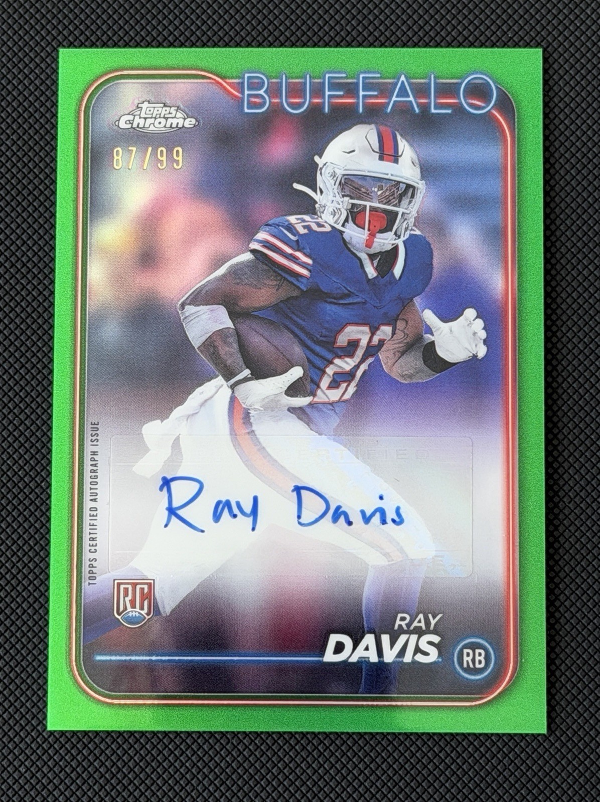 2024 Topps Chrome Ray Davis RC GREEN AUTO 87/99 #RA-RDA Buffalo Bills
