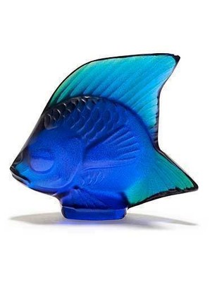 LALIQUE CRYSTAL CAP FERRAT BLUE LUSTER FISH #10363800 BRAND NEW IN