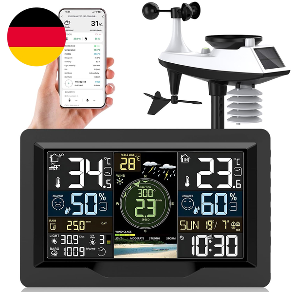 jely Wlan Wetterstation Mit APP Wifi Wetterstation Funk Mit AußEnsensor Thermome-image
