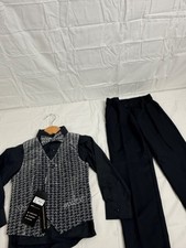 Kids World of USA 4-Piece Sz6Formal Suit Set Boys Black Silver Houndstooth NWT