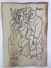 Pablo Picasso COA Art Painting Original Drawing Vintage Paper Signed