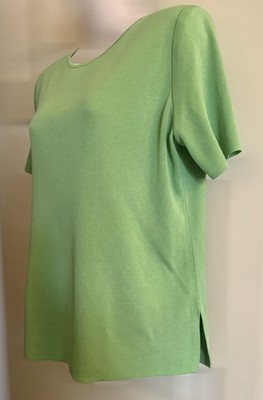 Exclusively Misook Knit Top Plus Sz Medium Green Short SL Shoulder Pads Pullover