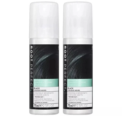 2 Pack ROOT PERFECT Instant Root Concealer Spray, Black, 75ml