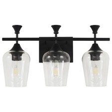 Bathroom Light Fixtures 3-Light, 19 Inch , Matte Black Vanity Lights for Bat...