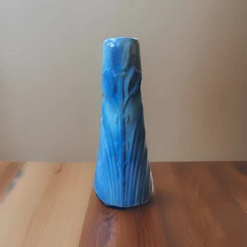 HUGE Van Briggle Pottery Turquoise Ming Blue Yucca Flower Floor Vase  17" Tall