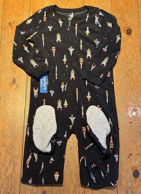 NWT Carters Boys Fleece Footed Blanket Sleeper Pajamas rockets space u pic size