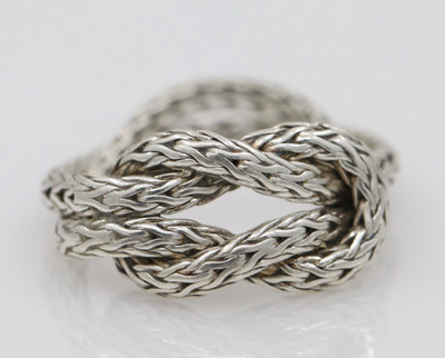 John Hardy Sterling Silver Love Knot Cable Woven Ring Size 7.5