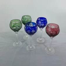 Set of Five Hock Traube by Nachtmann Cut to Clear Wine Glasses