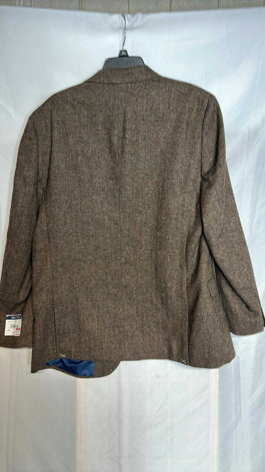 Blazer Abrigo Deportivo Nautica Para Hombres Branford Marrón Espiga Ajuste Moderno Foto 3 de 4