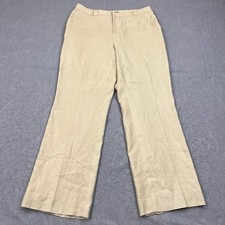 Lauren Ralph Lauren Pants Womens 16W Beige 100 Linen Preppy Lined Bootcut Work