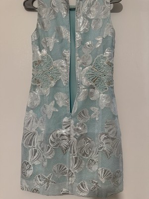 Lilly Pulitzer MILA SHIFT DRESS Seasalt Tint Metallic SHELL Jacquard