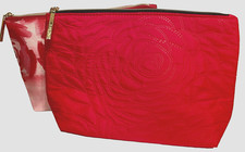 2 x Lancome Makeup Red Quilted  Roses Train Cosmetic Bag New Set of 2