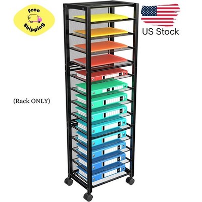 14-Tier Rolling File Cart - Multi-Functional Desk Organizer for Home & Office