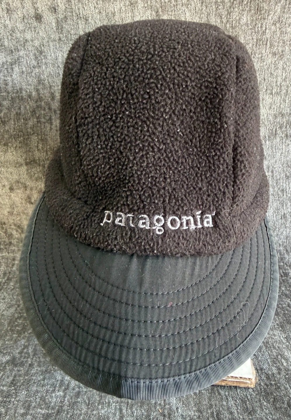 Vintage Patagonia Synchilla Fleece Duckbill Hat Cap Medium Black