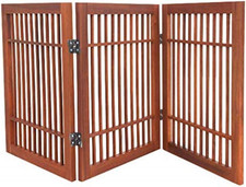 Pet Dog Gate Freestanding, Strong Durable Folding Wooden Fence, Portable Acacia