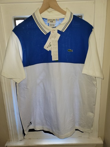 LACOSTE ANDY RODDICK Tennis Polo Shirt Colorblock Blue White Size 6 Striped Neck